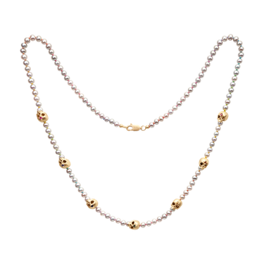 Grey Pearl Hopes & Dreams Skull Necklace - Made to Order